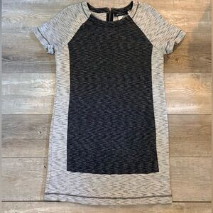 Grayson Colorblock Knit Shift Dress Black Gray Short Sleeve